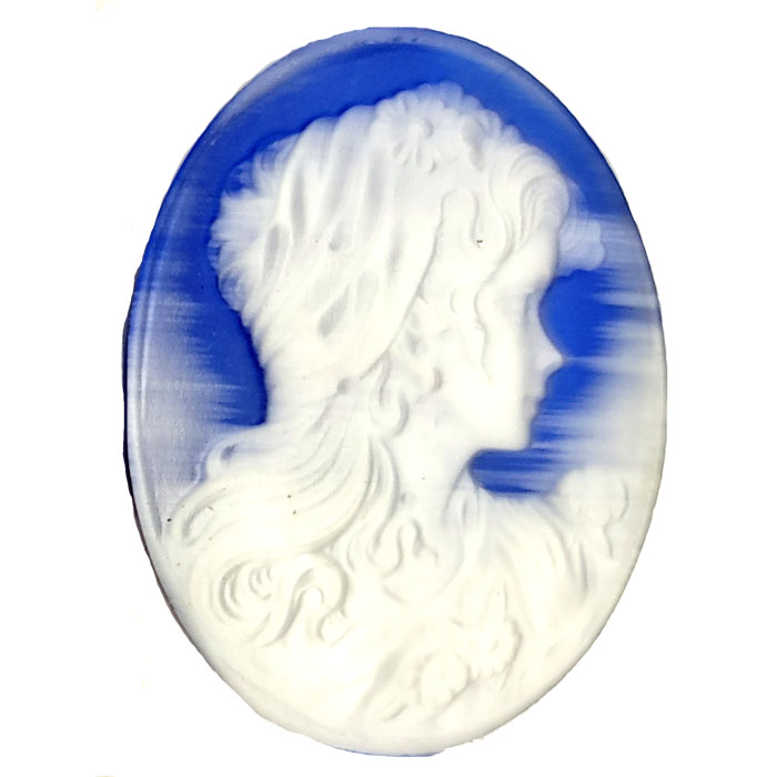 30X40MM WOMAN CAMEO CAT'S EYE BLUE